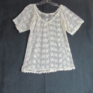 Mine Top Womens Small Cream Sheer Lace Coquette Feminine Romantic Angelic Y2K